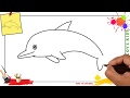 How to draw a dolphin 3 EASY & SLOWLY step by step for kids and beginners