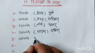 10 Dishaon ke naam | Name of 10 Directions in English