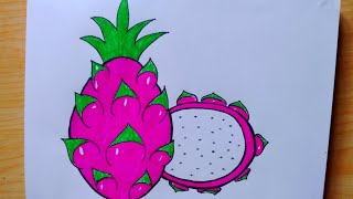 dragon fruit drawing/ how to draw easy dragon fruit step by step