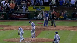 LAD@ARI: Ethier gets ejected after groundout in 7th