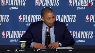 Tyronn Lue relives LeBron James's Game 5 buzzer-beater | CAVS-PACERS POSTGAME | NBA PLAYOFFS