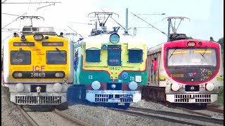 Different Generation EMU Train | Unique Colourful New Medha+Old ICF+Modern BEML EMU | Indian Railway