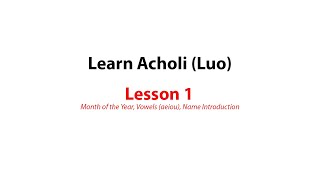 Lesson 1 Learn Acholi (Luo)