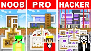 NOOB vs PRO vs HACKER: MODERN UNDERGROUND HOUSE Build Challenge in Minecraft!