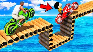 SHINCHAN AND FRANKLIN TRIED IMPOSSIBLE TRAPPING PIPE ROAD PARKOUR CHALLENGE GTA 5