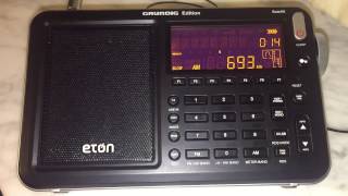 BBC Radio 5 Live 693 kHz heard in Genoa, Italy with very clear signal on the Eton Satellit