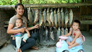 How to harvest giant fish ponds to make smoked fish to sell at the market with your children