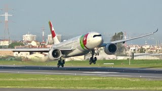 17 MINUTES of Great Pilots Landing with Crosswinds at Lisbon Airport