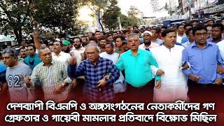 দেশব্যাপী নেতাকর্মীদের গণ গ্রেফতার ও গায়েবী মামলার প্রতিবাদে রিজভী'র নেতৃত্বে বিক্ষোভ মিছিল।