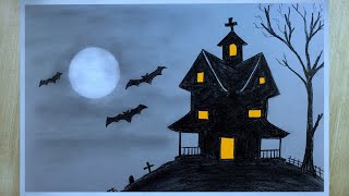 Haunted House Drawing for Halloween 2023
