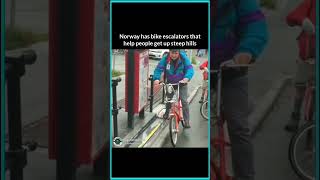 Cycle escalator in Norway #norway #cycling #shorts