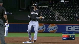 NYM@MIA: Francoeur rips a triple to center in the 9th