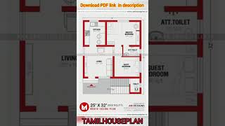 25 x 32 House plan under 650 square feet 2bhk PDF