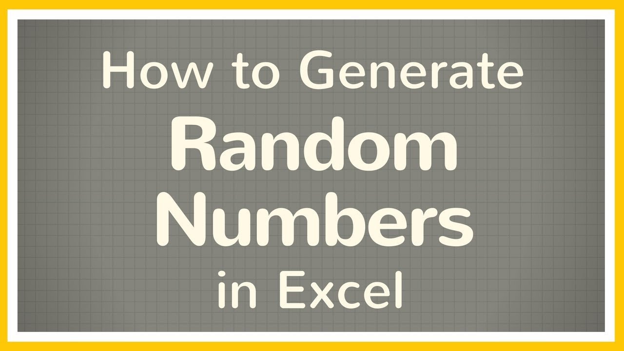 How To Generate Random Numbers In Excel Using RAND Function ...