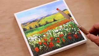Flowers Acrylic Painting / Palette knife painting / Satisfying ASMR / Day #184