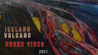 Drone Video of ICELAND VOLCANO Eruption  Lava River  2021