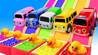 Five Little Duck + Ten In The Bed - Fun of Cars with Color Soccer balls | Baby Bus Kids Songs