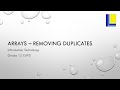 Arrays - Removing duplicates