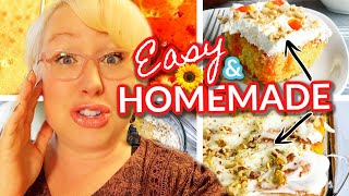 😍 HOMEMADE PUMPKIN CINNAMON ROLLS with HOMEMADE ICING + CANDY CORN POKE CAKE! | Large Family Baking