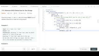 Minimum ASCII Delete Sum for Two Strings - Leetcode 712 - Python