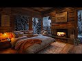 Sleep deeply in the winter bedroom | The sound of a crackling fireplace | Relaxing night snowstorm