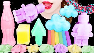 ASMR RAINBOW FROZEN WAX CANDY, STICK CANDY, MERINGUE COOKIE *COOKING* EATING SOUNDS MUKBANG 먹방 咀嚼音
