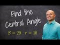 Finding the measure of an angle given arc length and radius