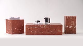 Kaia Marble Plinth Collection - Coral Red | Modern Furniture