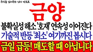 [금양 주가전망] 불확실성 해소 '호재' 연속성 이어진다! 기술적 반등 '최소' 여기까진 봅시다! 금일 급등! 매도할 때 아닙니다   #금양 #금양주가전망