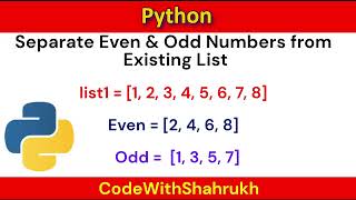 Separate even and odd numbers from a list in python.