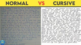 Normal writing Vs cursive writing | in Hindi