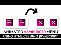 How To Make Animated Hamburger Menu Using HTML CSS And Javascript || Code Prime