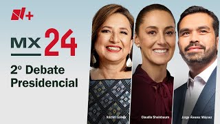 Segundo Debate Presidencial 2024 México: Claudia Sheinbaum, Xóchitl Gálvez, Álva