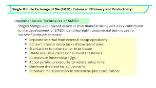Single Minute Exchange of Die (SMED): Streamlining Manufacturing Processes for Enhanced Efficiency!