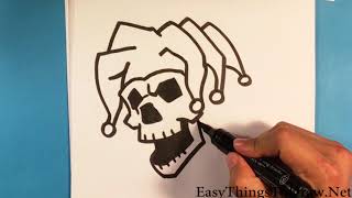 How to Draw a Jester Skull - Step by Step