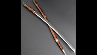 02695 ANTIQUE NIHONTO JAPANESE KATANA SWORD WAKIZASHI KUNIMICHI 国路 signed w/SWORD CANE KOSHIRAE