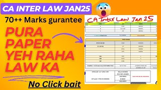 CA INTER LAW JAN25 || PURA PAPER YEH RAHA LAW KA || NO CLICK BAIT ❣️ || 70++ MARKS GURANTEE