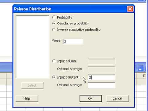 07 Computing Poisson Probabilities in Minitab 07 Computing Poisson Probabilities in Minitab