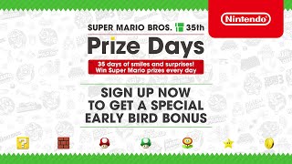 New prizes to be won each day with Super Mario Bros. 35th Anniversary Prize Days!