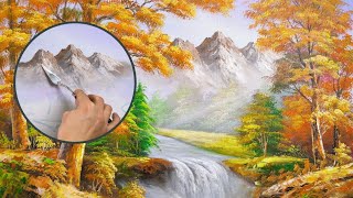 The whole process of painting the landscape and waterfall is so vivid.