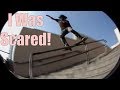 Skater Faces Fear! Fs Lipslide Battle On 9 Stair Handrail!