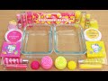 Pink vs Yellow Slime  - Mixing Makeup Eyeshadow Into Slime ASMR