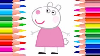 How To Draw Peppa Pigs Friend Suzy Sheep! Easy Arts and Crafts Peppa Coloring Pages