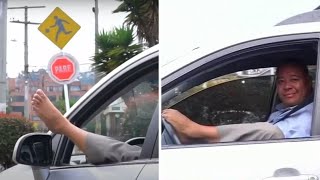 Jhon Rueda, el conductor de Uber que maneja con sus pies