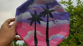 সুপারি পাতার প্লেট পেইন্টিং/areca plate painting tutorial for beginners /acrylic painting