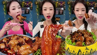 美女在吃特色美食，超辣猪脑子，深海鲍鱼螺，大猪排，大口吃肉 #吃播 #美食 #海鲜 #美味しい