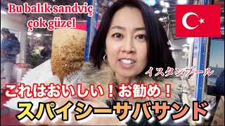 【トルコ料理】スパイシーですごくおいしいサバサンド！Bu balık sandviç çok güzel!!