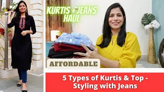 5 Types of Kurtis \u0026 Top - for Styling with Jeans l Dream Simple