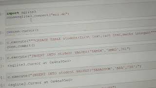 Python Coding for interacting with databases sqlite3