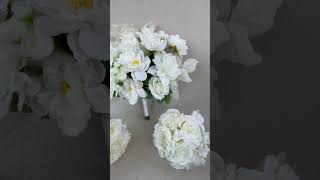 Rinlong 11.8'' Pure White Round Bridal Bouquet Wedding Flowers #bridalbouquet